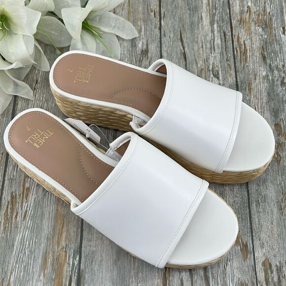 Women's Dressy Raffia Platform Slide Sandals Shies Size 7 - Picture 2 of 12